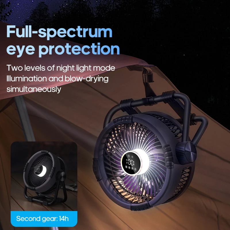 6 in 1 Portable Outdoor Camping Fan 20000mAh Rechargeable Wireless Tent Ceiling Fan 4 Speed Adjustment LED Lighting Power Bank image 3