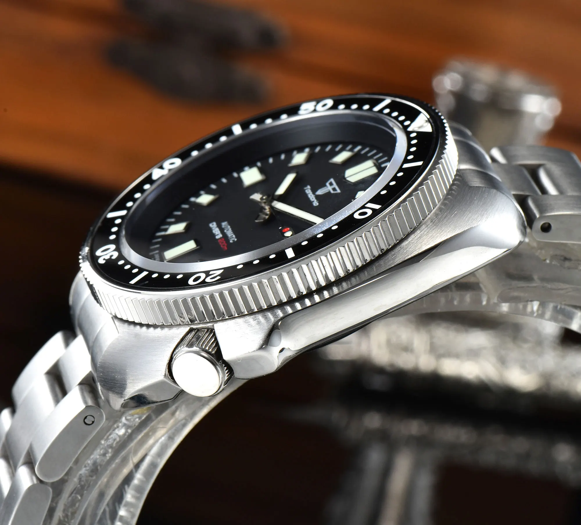 Tandorio 44mm Men's Automatic Mechanical Dive Watch Miyota 8215 PT5000 200M Waterproof Sapphire Glass Date C3 Luminous Hand view 4