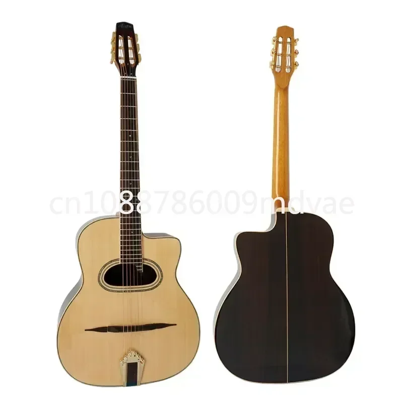 Acoustic Guitar Handmade Professionals Playable Gloss Finish D Hole Arch Top Steel String Gypsy Jazz Manouche