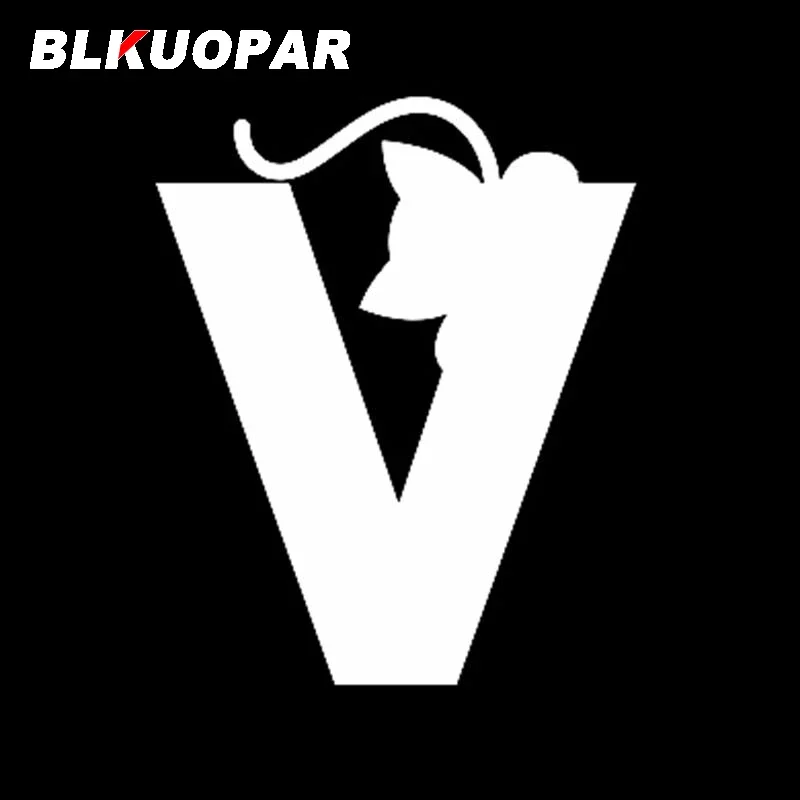 BLKUOPAR For Letter V With Black Cat Icon Car Stickers Personality Sunscreen Creative Decals Vinyl Waterproof Car Accessories