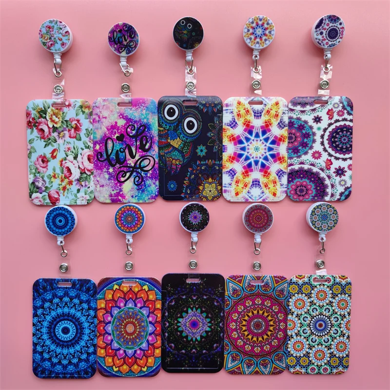 Mandala Ausziehbarer Kartenhalter mit Schnalle für Damen, Geschäfts-Ausweisklammer, Kartenhalter für Mädchen, Ärzte, Krankenschwestern, Ausweishalter – Detail 4