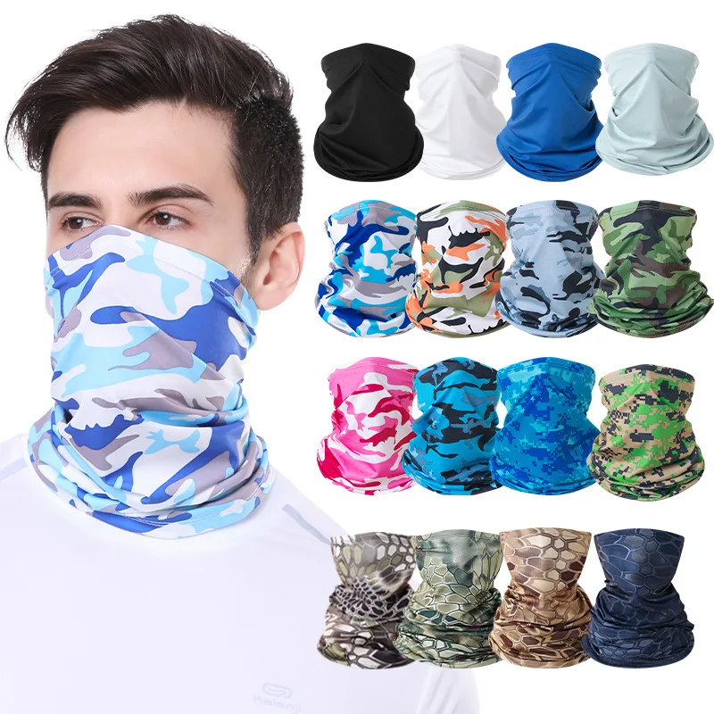 New Solid Men Women Cycling Face Neck Sunshade Collar Tube Bandana Scarf Headwear Scarves Dustproof Outdoor Fishing Neckerchief