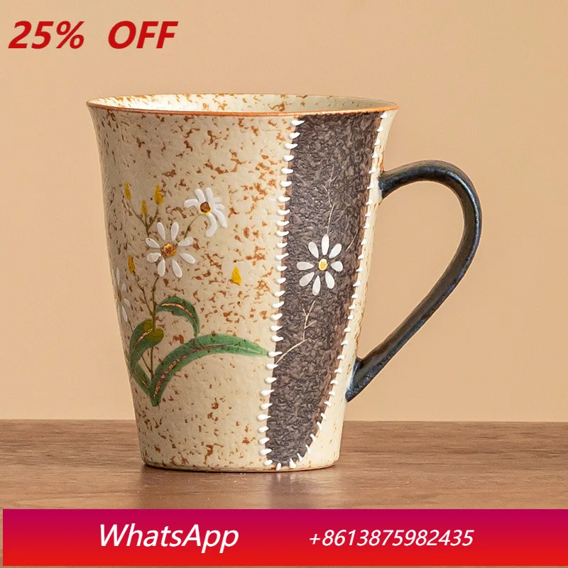 

LTT blue and white flint red ceramic mug household drinking cup with handle