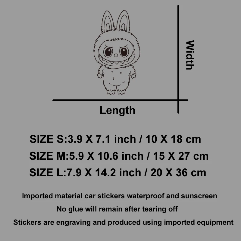 ملصق سيارة "Cool Bunny - Eared Monster: أضف فيبي غير تقليدي إلى رحلتك! فينيل عالي الجودة، سهل الاستخدام على نظام التشغيل Windows/Body Cool