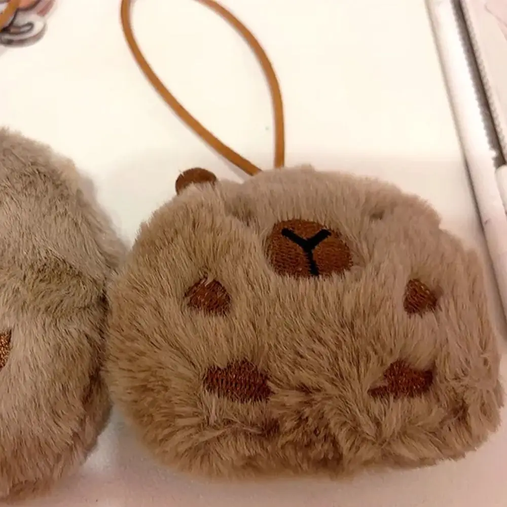 Kawaii Cartoon Capybara Plush Keychain Soft Toys Bag Name Tag Plush Stuffed Guinea Pig Pendant Hanging Accessory