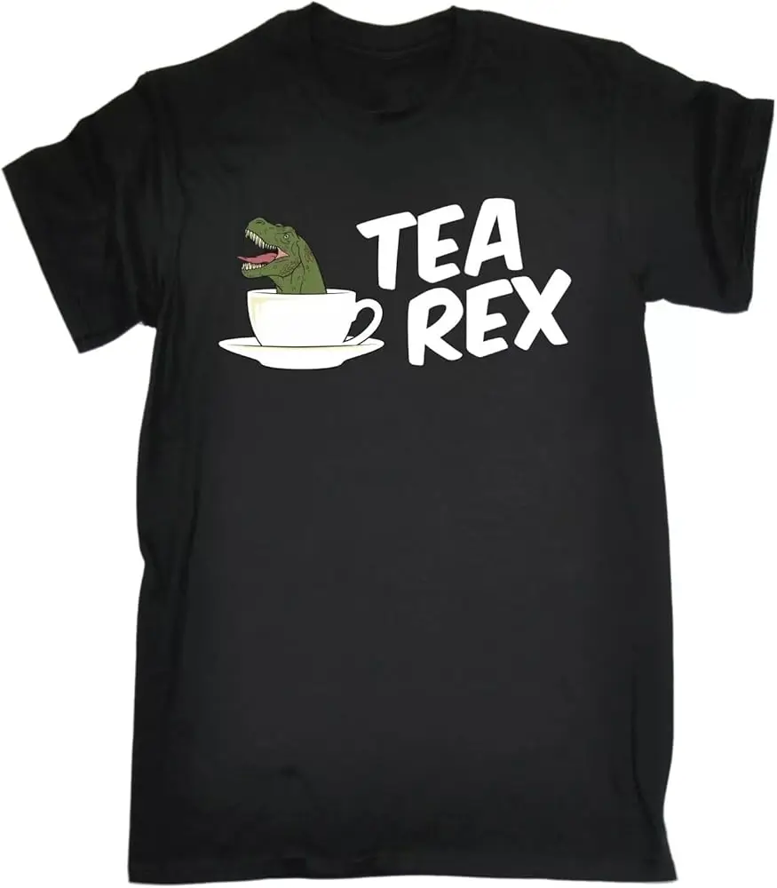 Футболка Tea Rex, футболка с динозавром, забавный подарок на день рождения, Футболки унисекс, брендовые винтажные Большие размеры