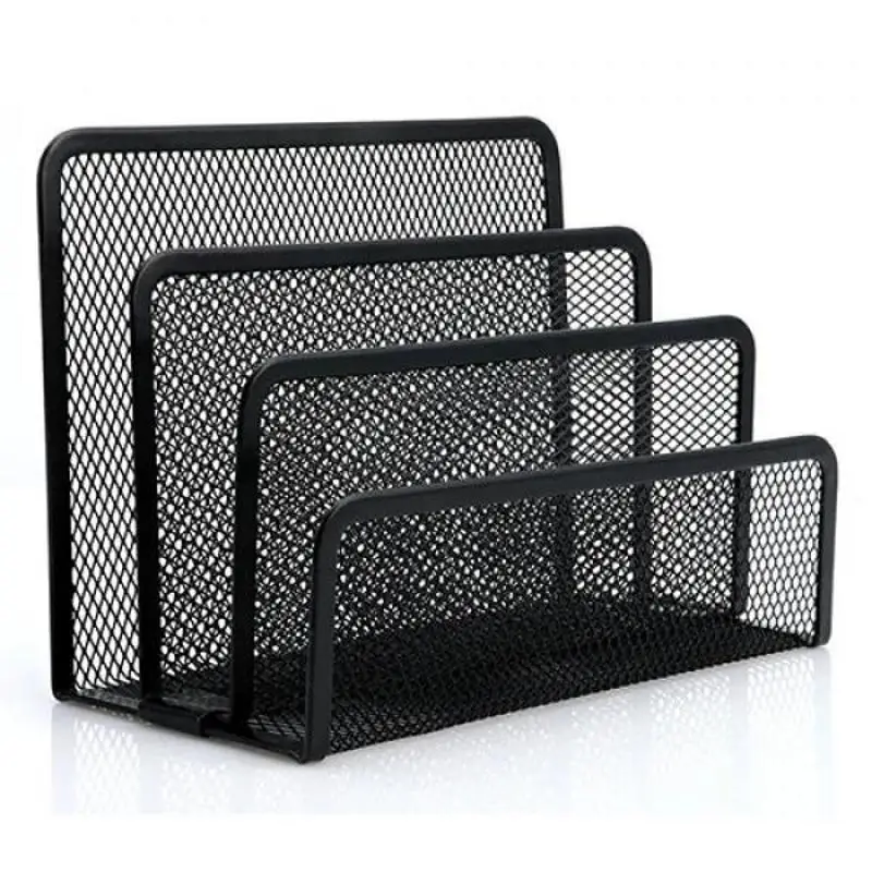Black Mesh File Organizer Letter Tray Desk Document Holder Office Mail Sorter Paper Storage Rack Desktop Organizer