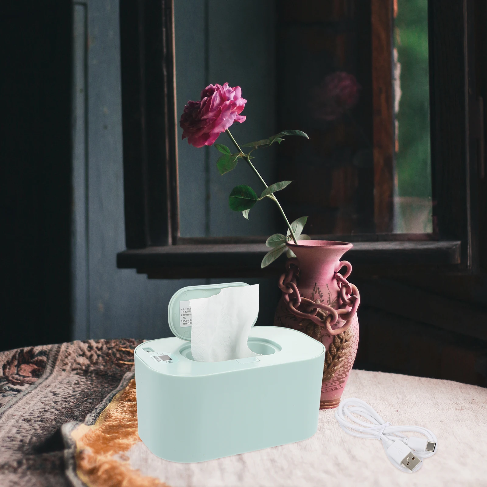 Calentador de toallitas húmedas USB, máquina de calefacción portátil, pantalla de temperatura constante 40-60C para cambiar pañales de bebé, 1 Juego