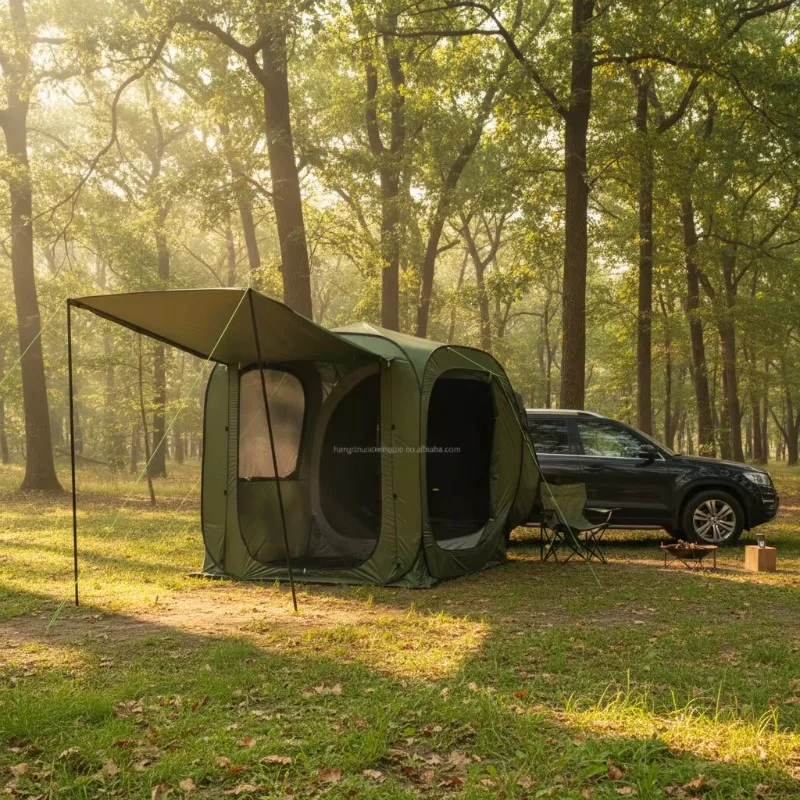 

YTYIN 4-Person Waterproof SUV Tent With Pop-Up Rear Tailgate Automatic Car Tent Of Straight Bracing Type For Beach & Car Trailer