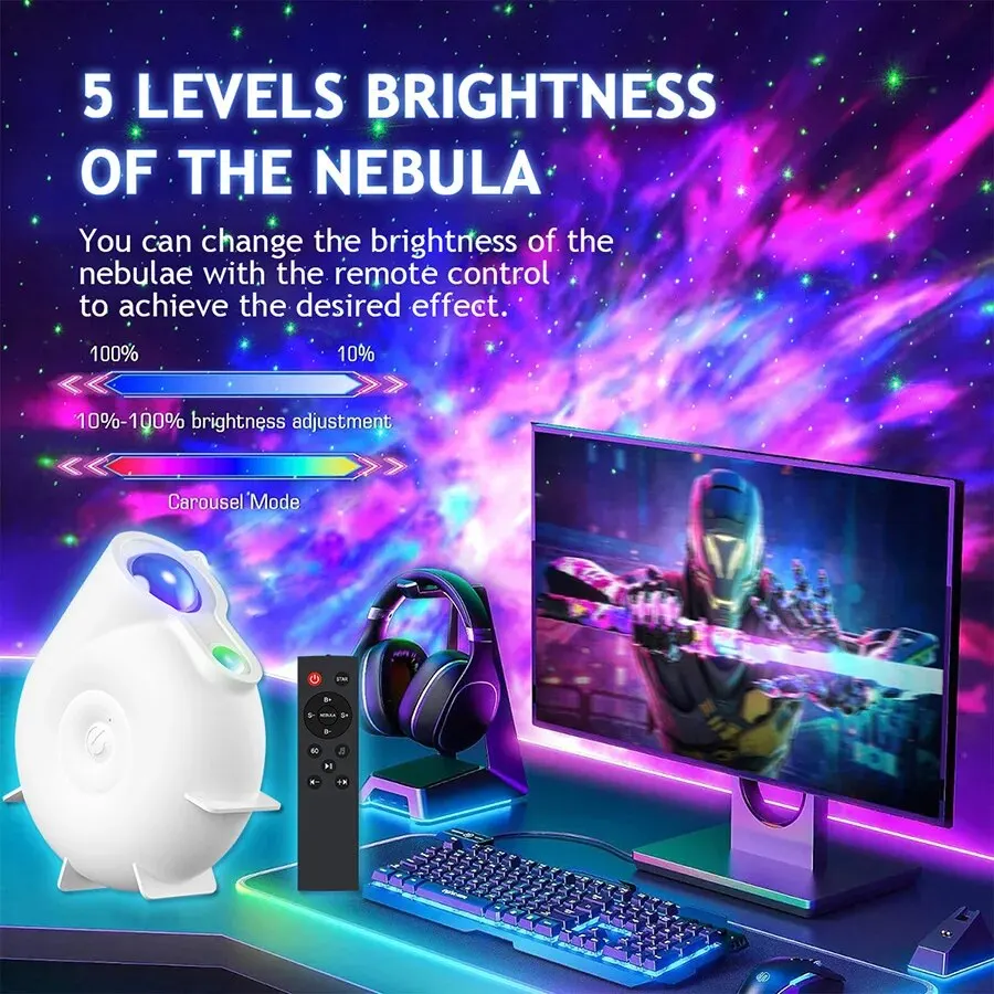 Star Projector Galaxy Projector Night Light Projector for Kids Built in Bluetooth Music Speaker Timer Ideal Gift for Christmas