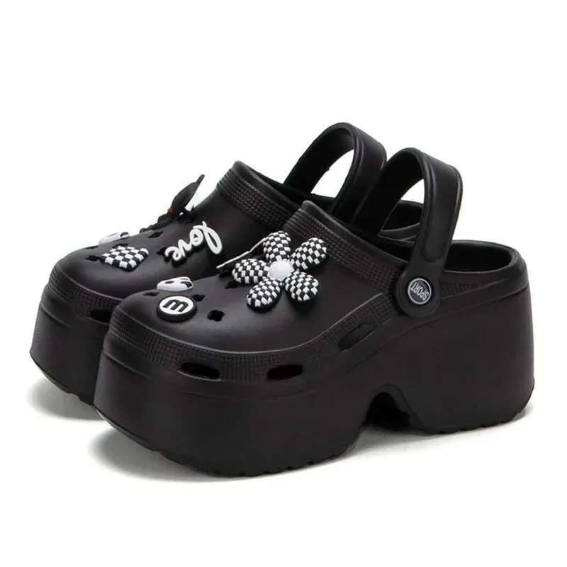 Women Chunky Platform Sandals 2024 Summer Soft Thick Sole Diy Clogs Garden Shoes Woman Closed Toe Non-Slip Beach Slides Sandals