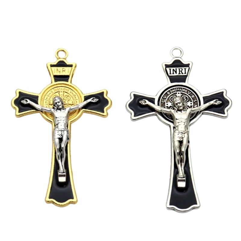 Vintage Holy Jesus for Cross Pendant DIY Decor Charm Handmade Crafts Supplies for Home Bedroom Living Room Wall Decor