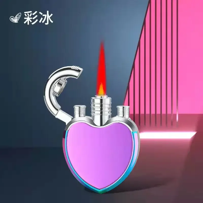 Love Lighter Metal Windproof Red Flame Turbo Torch Lighter Personalized Inflatable Electronic Lighter Cute Women's Gift