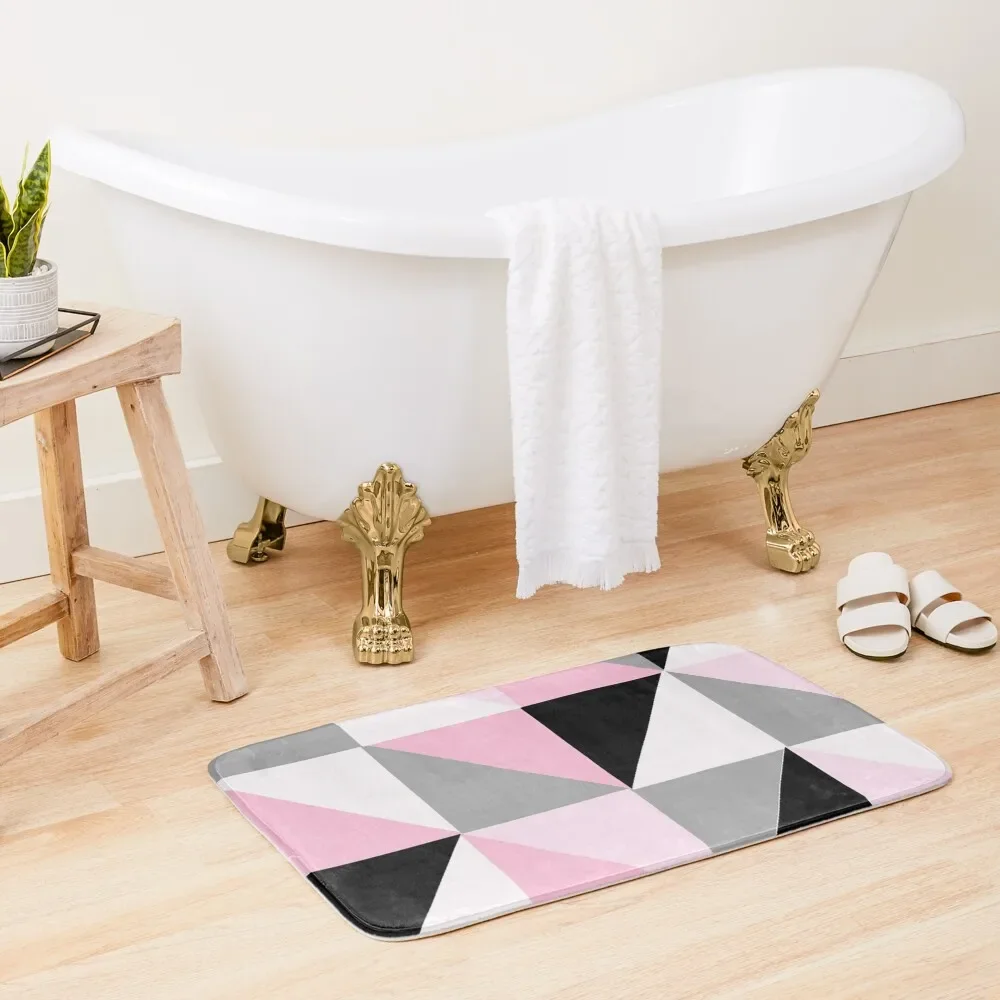 

Pink, White, Gray and Black Geometric Pattern 4 Bath Mat Non-Slip Bathroom Bathroom Floors External Entrance Doormat Mat