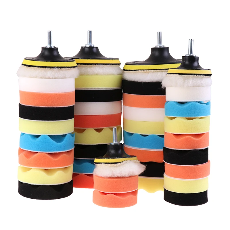 5/11Pcs Buffing Pad 3''4''5''6'' Inch Car Sponge Polishing Pad Kit Abrasive Polisher Drill Adapter Waxing Compound Tools