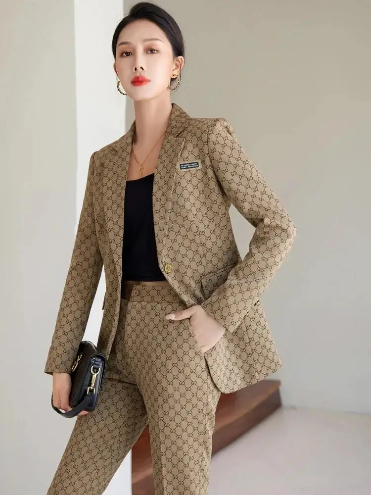 Costume d\'Affaires en Tissu de Haute Qualité pour Femme, avec Pantalon et Blazer, Manteau Professionnel, pour le Bureau, Automne et Hiver