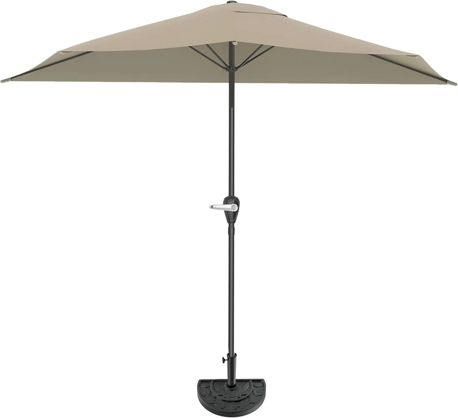 

9ft Half Patio Umbrella with Crank & 20lb Base - Small Shade for Balcony, Deck, Table - Sand
