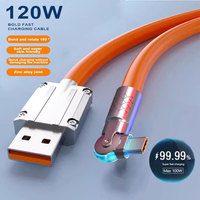 120W USB Type C Cable 180° Rotating 6A Cable Fast Charging Data Cable For iphone 14 Samsung Xiaomi iPad Data Line USB To Type C