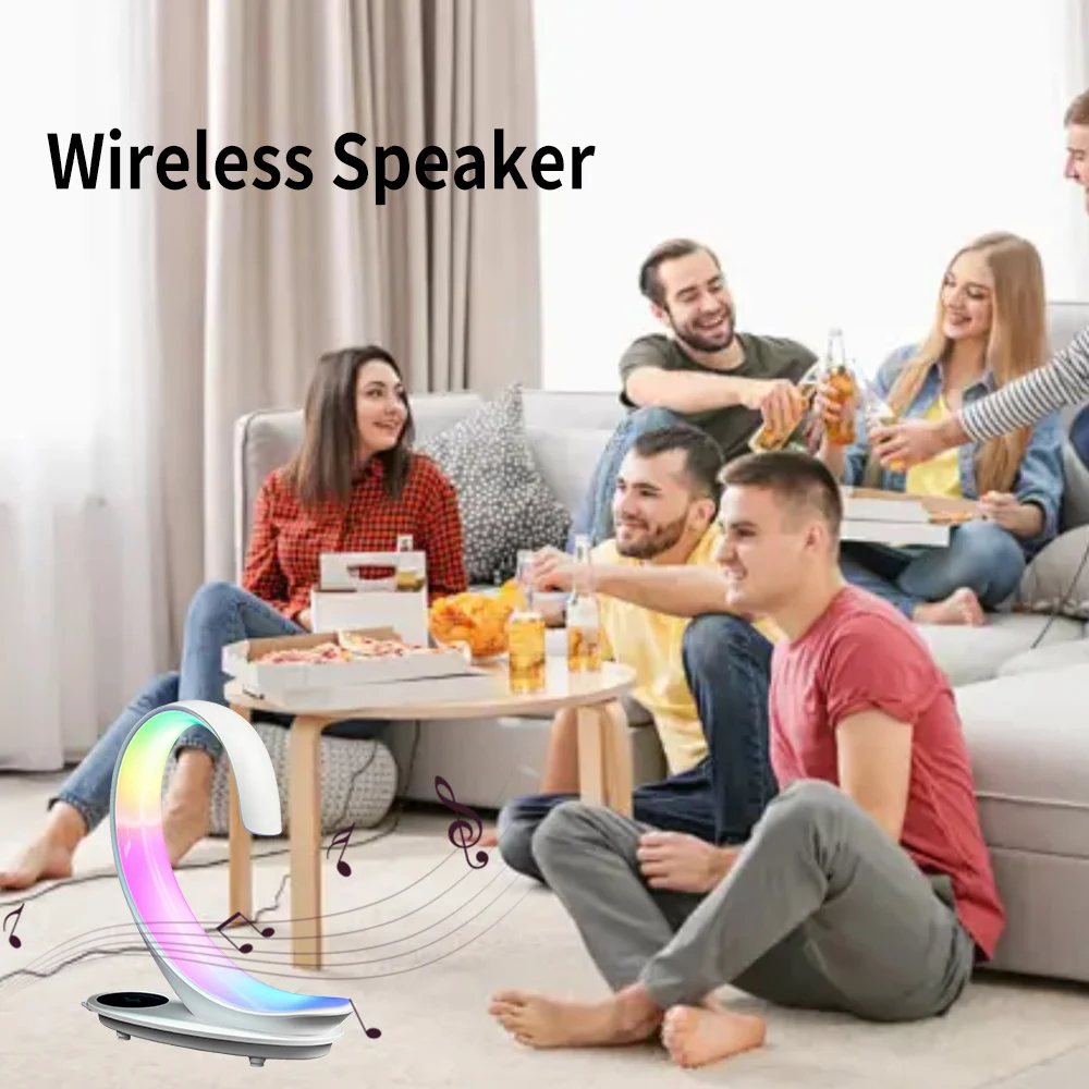 โคมไฟตั้งโต๊ะดนตรีรูปหงส์, โคมไฟข้างเตียงพร้อมไฟหลากสี, การชาร์จแบบไร้สาย, ไฟกลางคืนขนาดเล็ก, ลำโพงในตัว