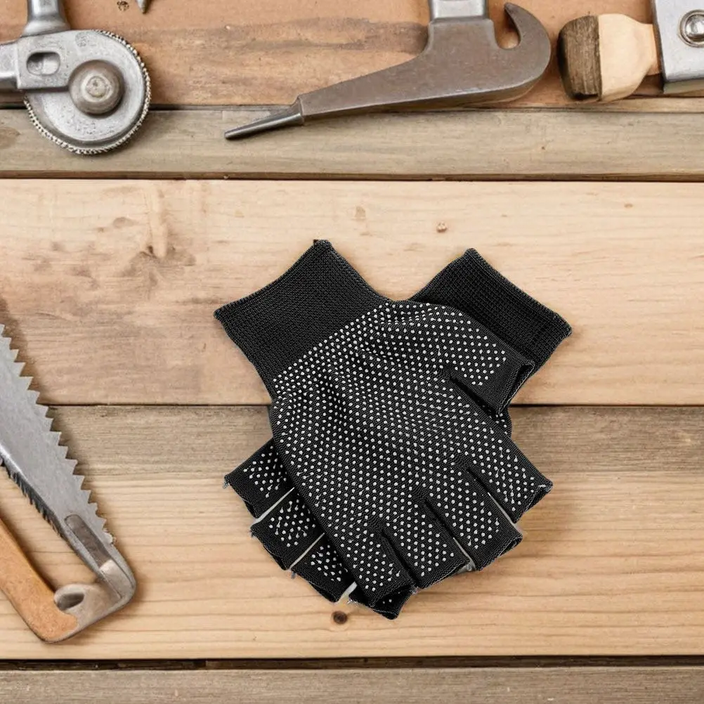 

8Pairs Fingerless Anti Slip Work Gloves Breathable Lightweight Half Finger Gloves for Industrial Outdoor Gardening Use