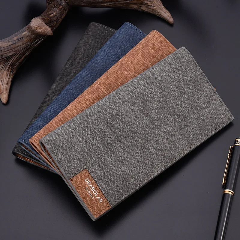 Cartera Larga de Negocios para Hombre, Estilo Vintage, Delgada, de Cuero PU, Billetera Bifold con Ranuras para Tarjetas y Monedas, Monedero con Cierre, Bolso de Mano, Cartera Hombre, Clutch