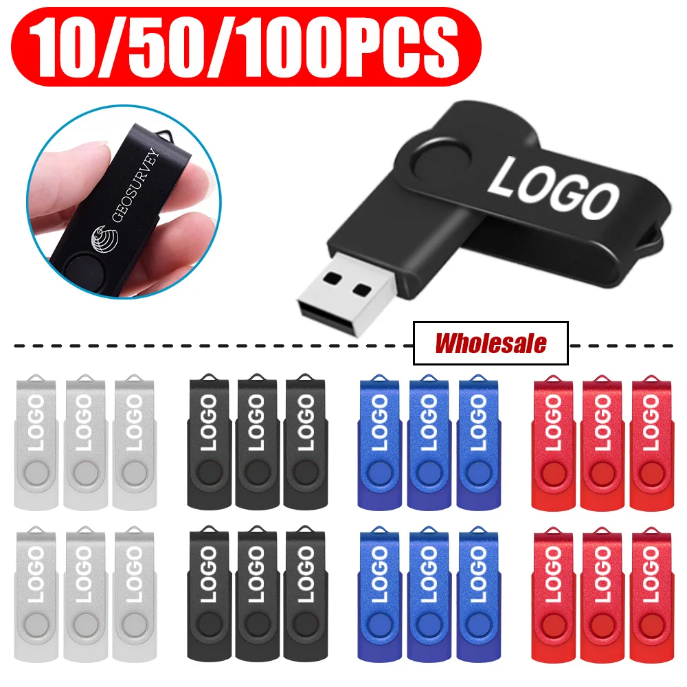 10-100Pcs/Lot Free Logo USB Flash Pen Drive 4GB 8GB 16GB 32GB Waterproof Pendrive 64gb Memory Stick Real Capacity U-disk Cle Usb