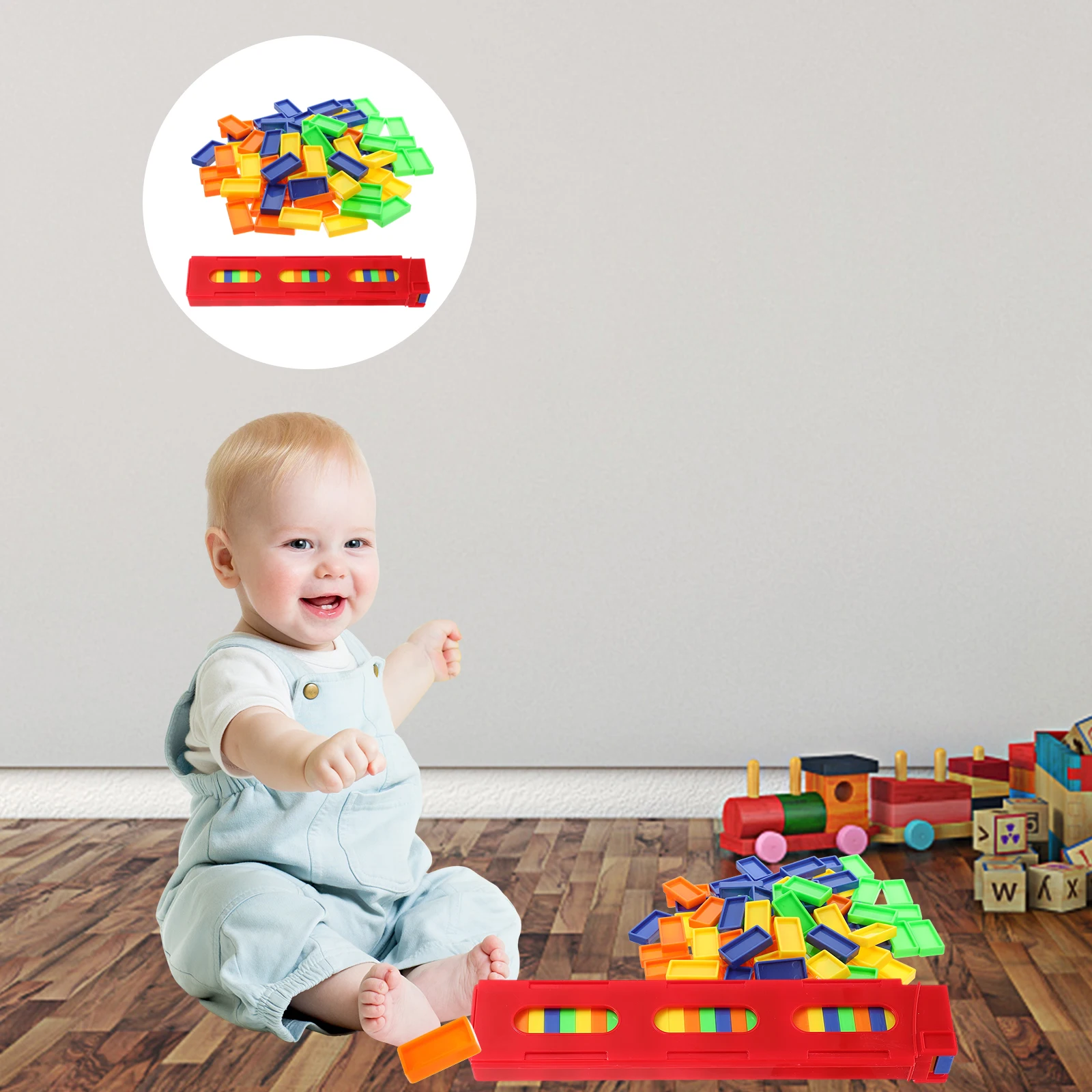 

Plastic Domino Toy Early Education Toys Colorful Wood Domino Toy Dominoes Racing Toy Domino Train Accessories