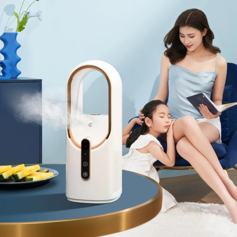 

Little Fan Domestic Humidifier Refrigeration Charging Spray Portable Desktop Mini Vaneless Fan Bladeless Fan Home Appliance