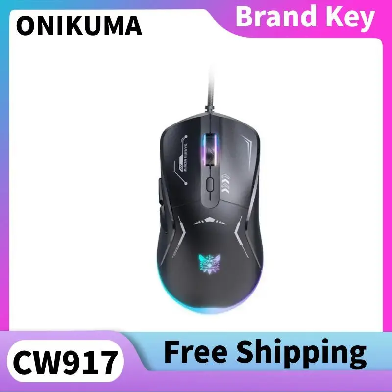 Onikuma CW917 ماوس ألعاب سلكي RGB ماوس ألعاب الكمبيوتر ماوس ألعاب قوس قزح تأثير بصري 7 أزرار الكمبيوتر/الكمبيوتر المحمول/ويندوز/ماك #1