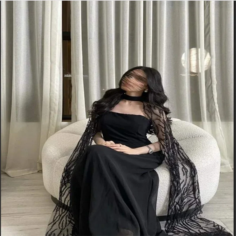 فستان سهرة طويل أسود من Dubaid فيستدوس دي فييستا 2025 | فساتين حفلة موسيقية أنيقة من فساتين Serene Hill |   رمزبيز مخصص