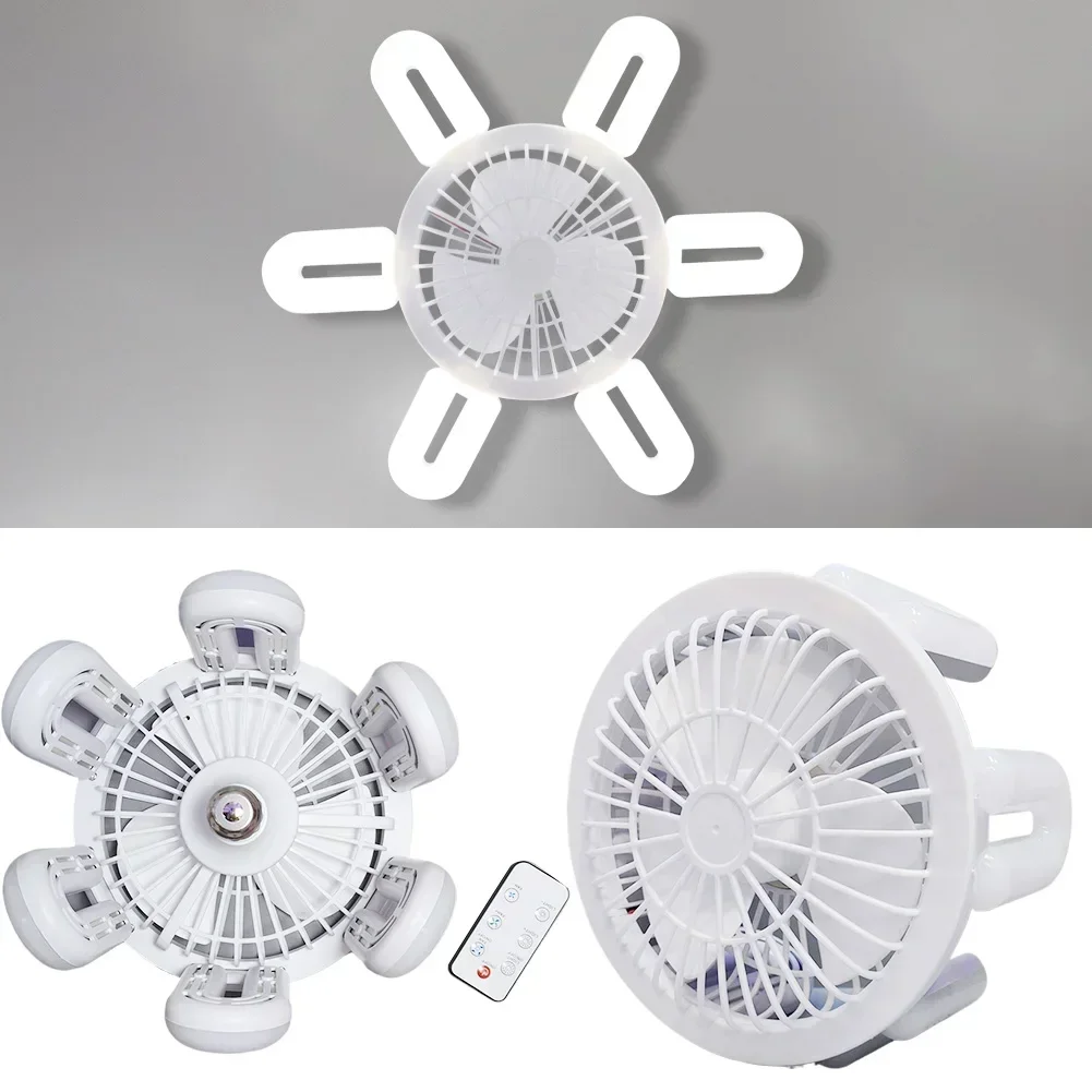 60W Ceiling Fan with Remote Control ＆ Light 3 Speed Adjustable E27 Socket Chandelier Fan for Bathroom/Bedroom/Living Room/Garage