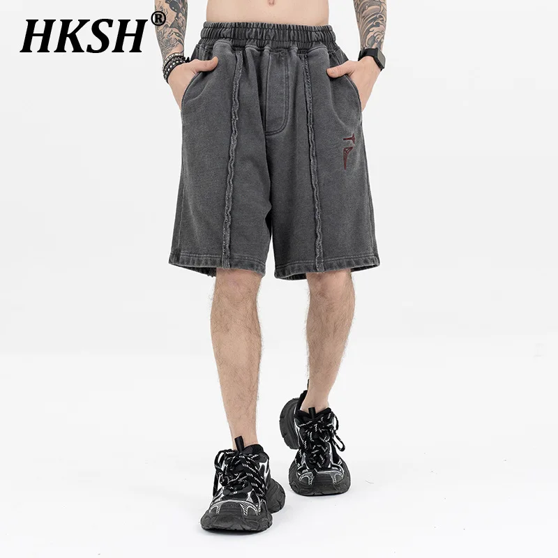 HKSH Men's Streetwear Spring Summer New Trend Spliced Cutting Deconstructed Sports Leisure Shorts Cotton Punk Chic Capris HK1447