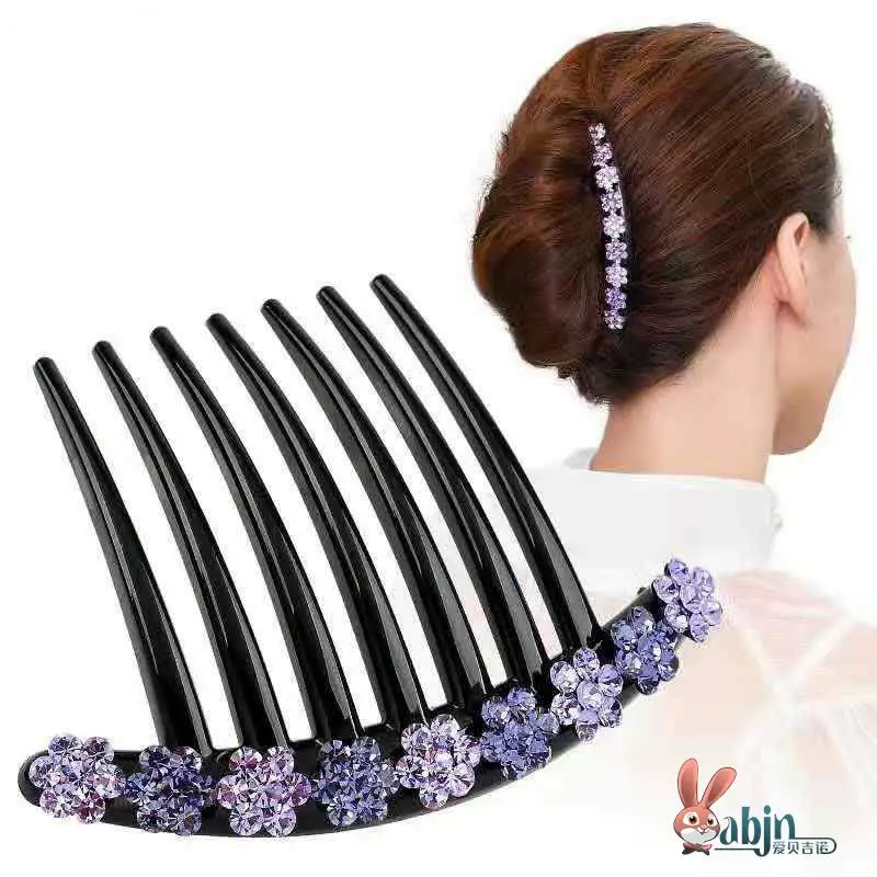 

Korean Sle Diamond Plated Four Tooth Comb Hair Accories Hairpins Hair Forks Travel Beau Hair Care Products