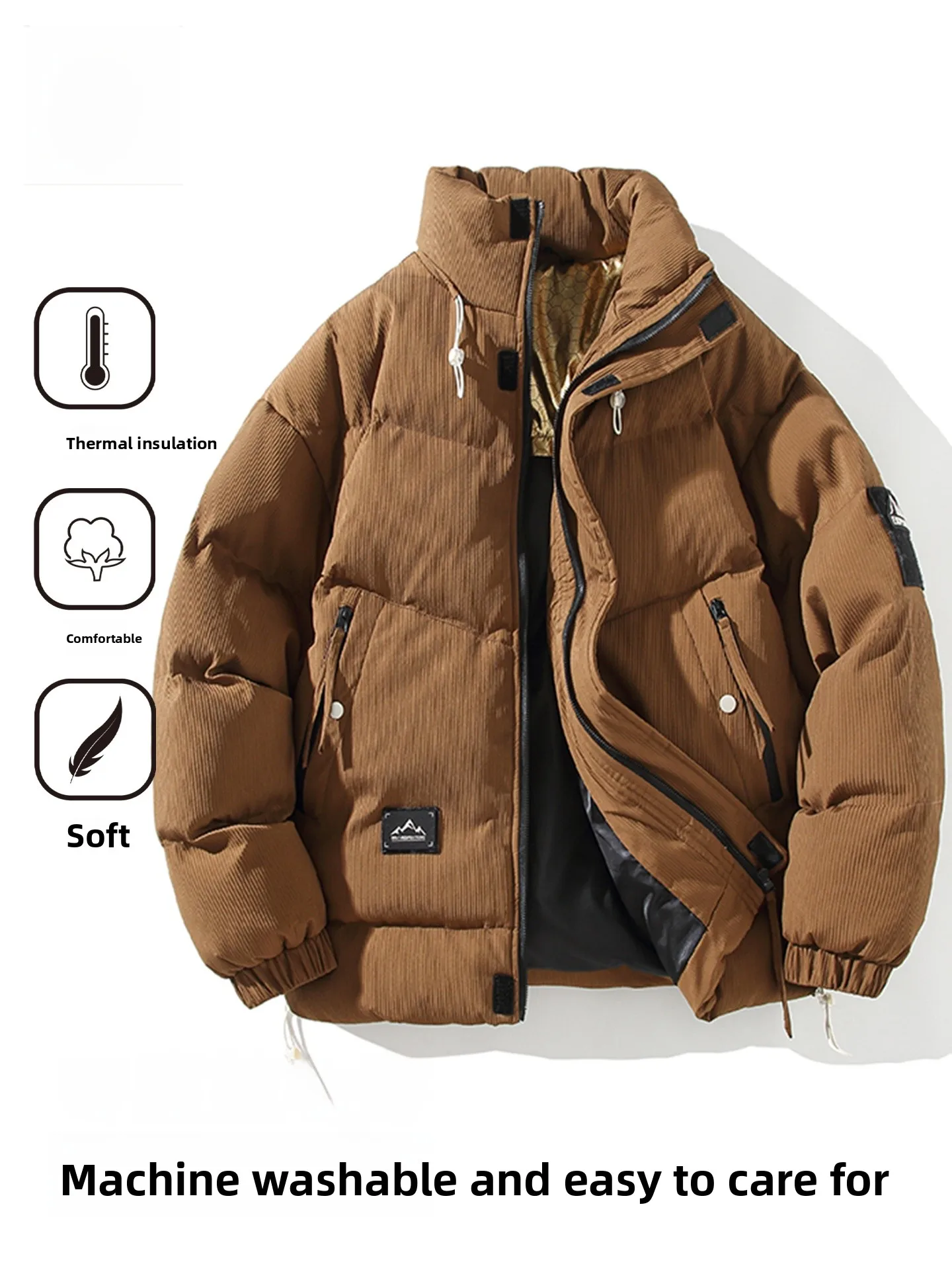 

Thiened Cotton Jaet Zipper Loose Fit Stand Collar Men's Faionable Warm Winter Coat Youth Casual Urban Sle TUCANO