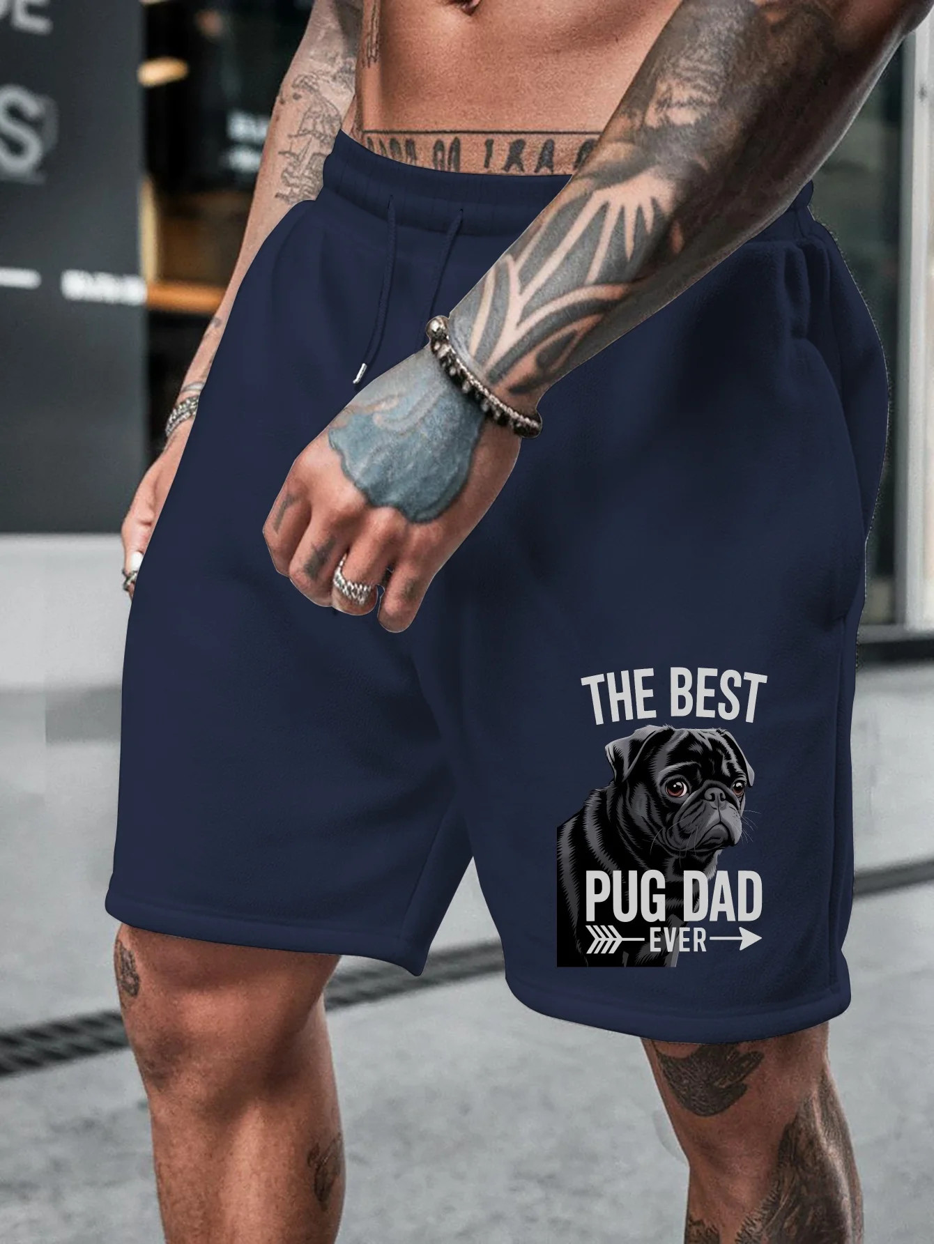 Summer Men's Casual Pug Print Shorts Breathable Skin-friendly Fabric Stylish Versatile Suitable for Sports and Everyday Wear