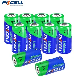 10Counts PKCELL CR123A Batteries 1500mAh 3V Li-MnO2 Non-Rechargeable Batteries for Electronic Locks Cameras and Flashlights