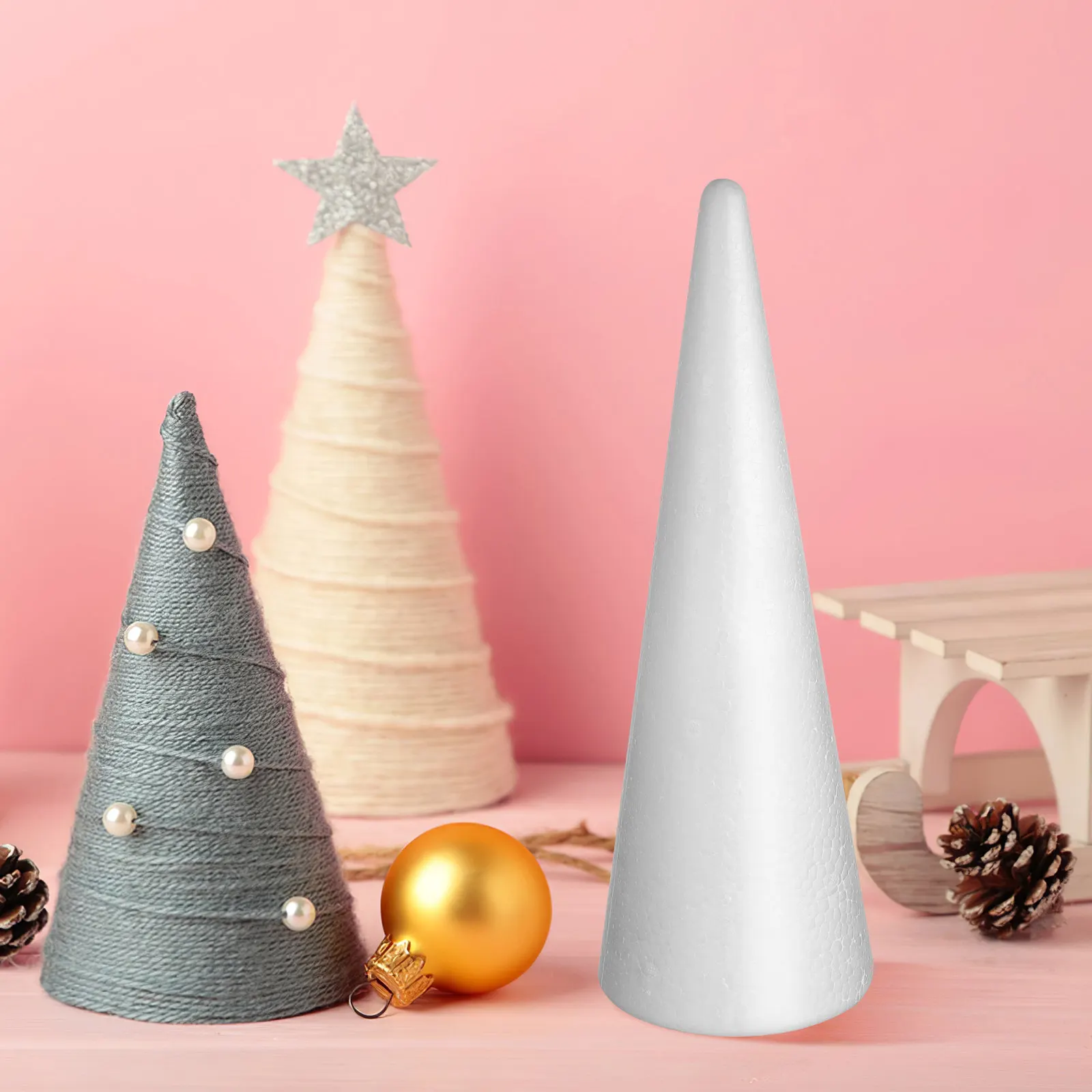 

2Pcs Foam Cone Crafts White Cone Shape for DIY Holiday Christmas Wedding Floral Centerpieces Home Decor Craft Supplies