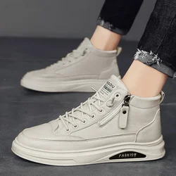 Winter Keep Warm Plus Velvet High Top Sneakers for Men New Lace Up Flat Women's Casual Shoes Outdoor Zipper Male Platform Shoes