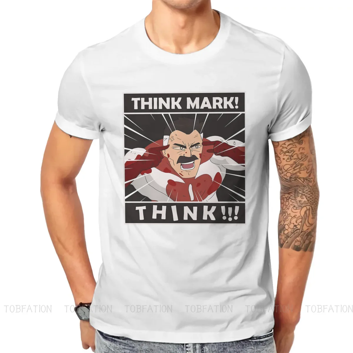 

Invincible Mark Grayson Omni Man TV Man TShirt THINK MARK Distinctive T Shirt Graphic Sweatshirts Hipster