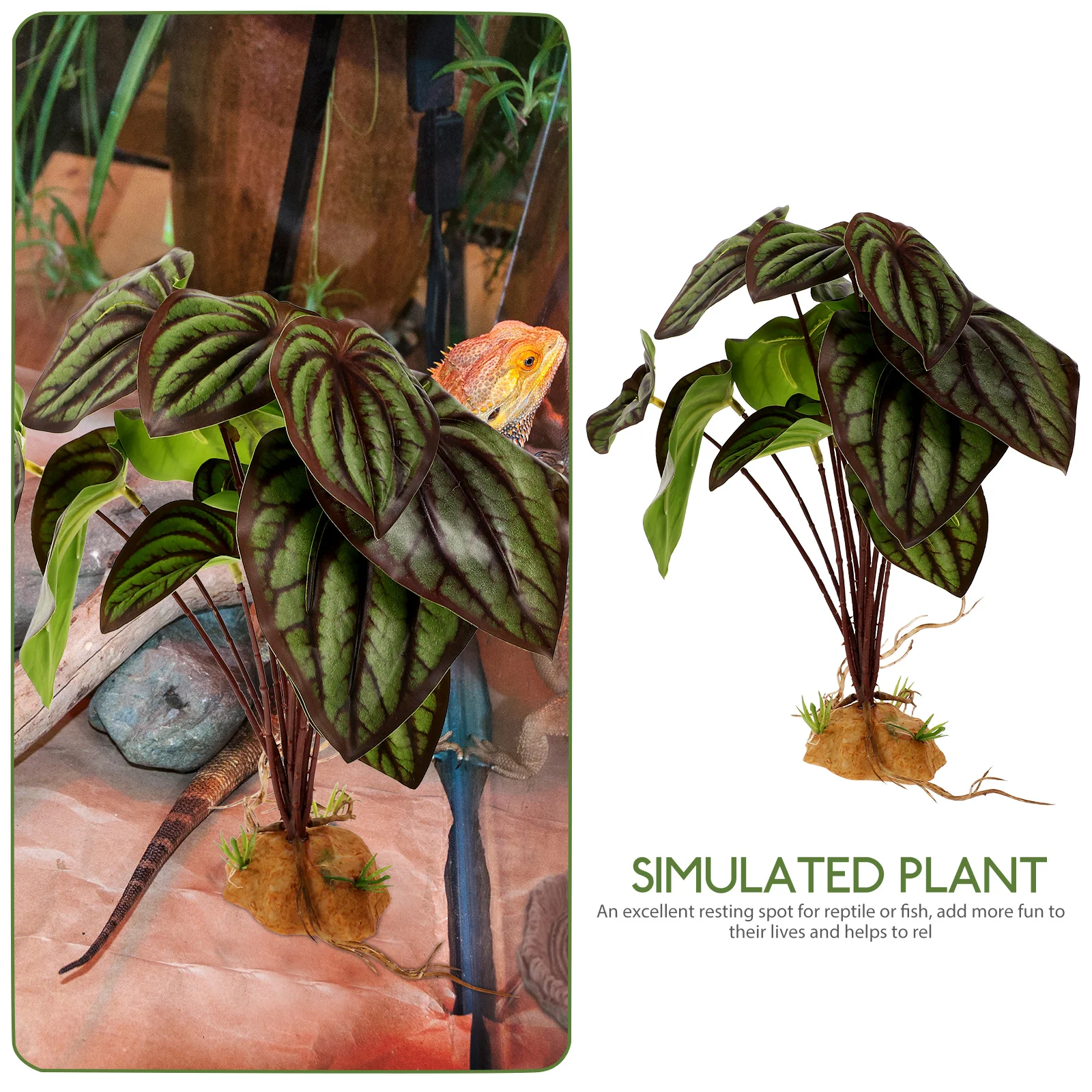 

Lifelike Decorative Plants for Reptile Terrarium Sturdy Base Fake Amphibians Habitat Aquarium Landscaping nament Fish