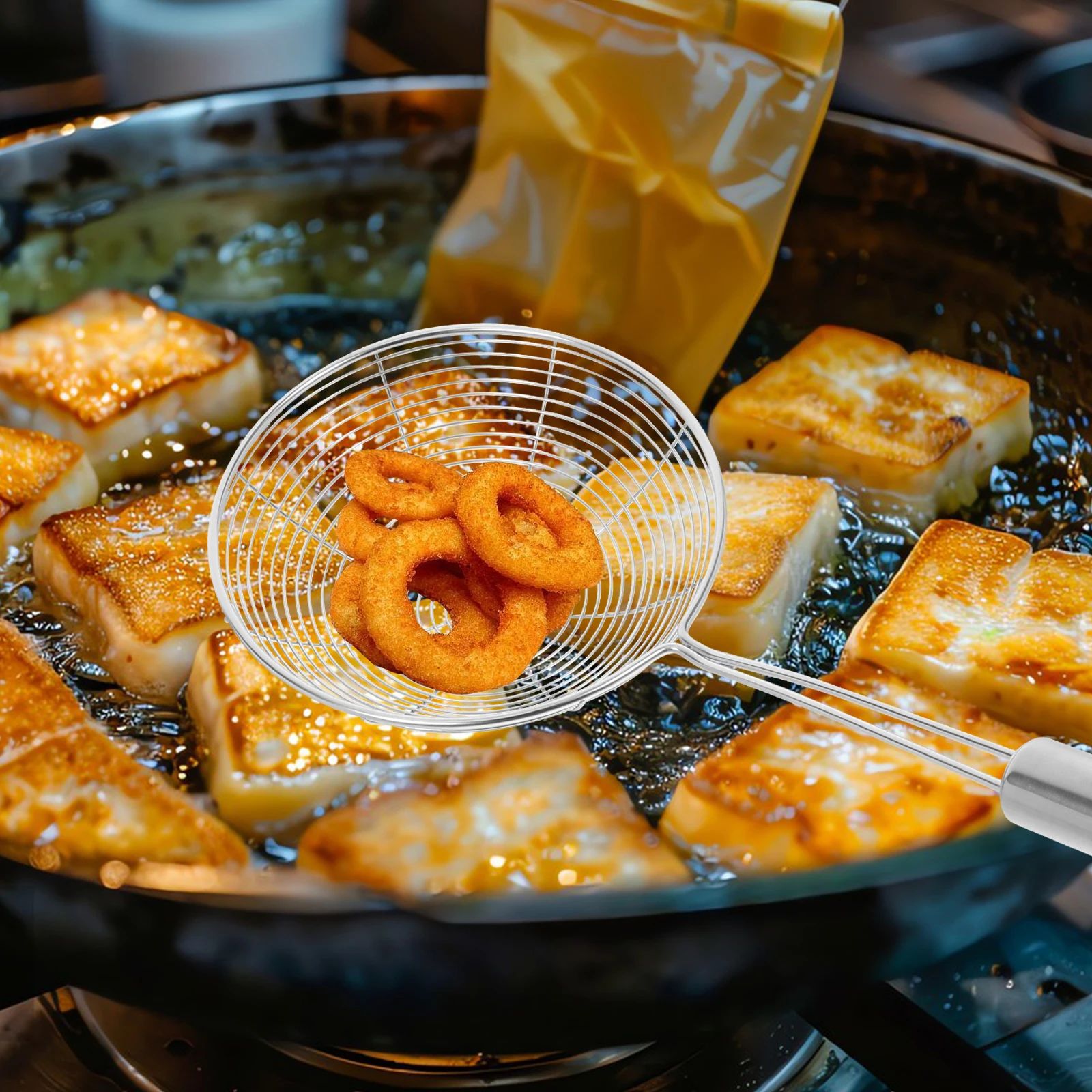 

2Pcs Stainless Steel Spider Strainer Skimmer Ladle for Cooking Noodles Pasta Dumplings Fine Mesh Filter Rust Resistant