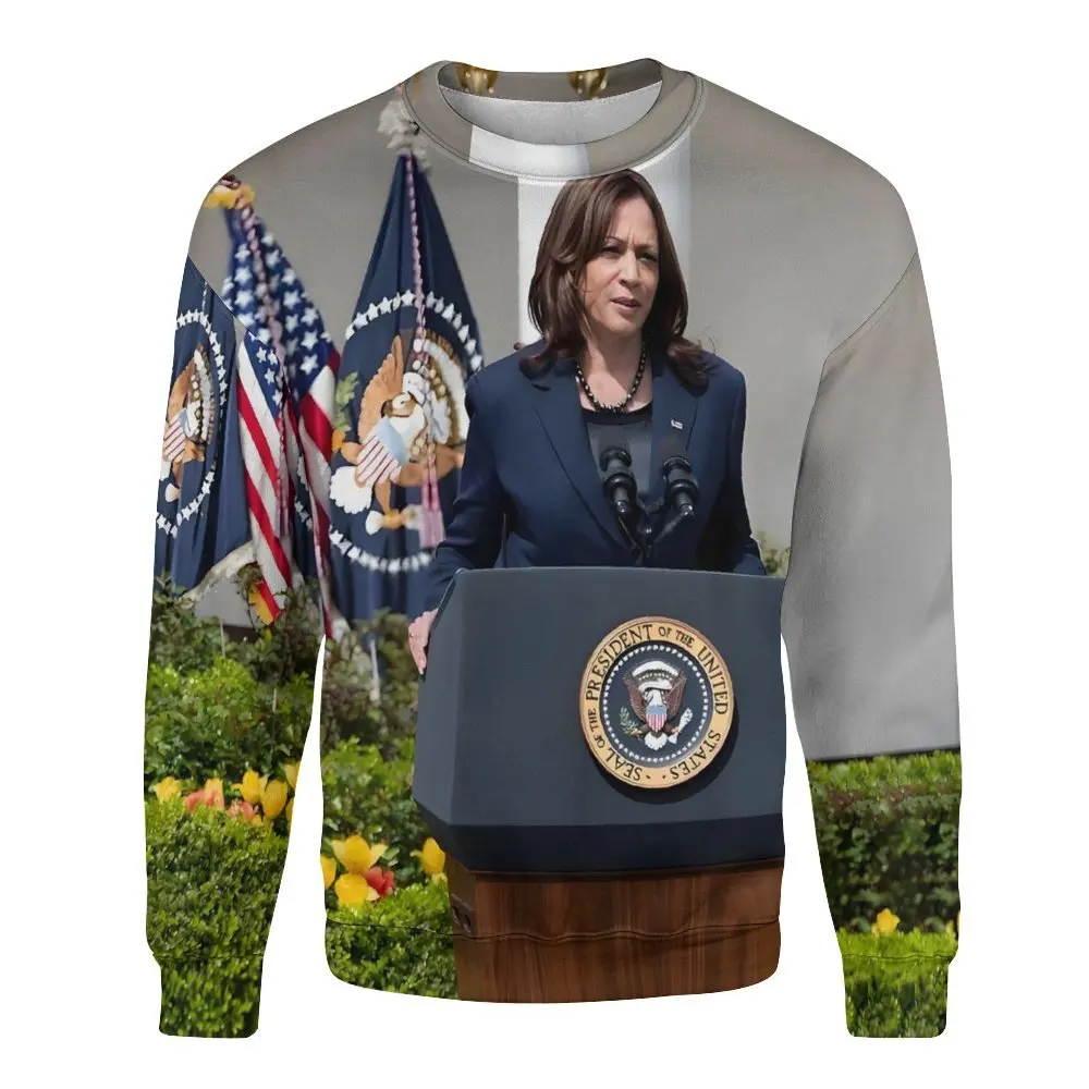 2024 Kamala Devi Harris felpa 3D Print Pullover uomo donna Harris Fans top a maniche lunghe Vice-presidente degli stati uniti felpe