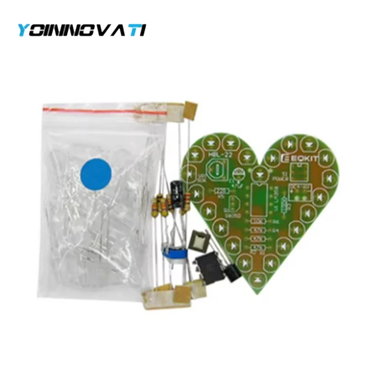 Heart Shape LED Flashing Light DIY Kit with PCB DC 4-6V 4 Color Available for Soldering Kit DIY Electronic Kit