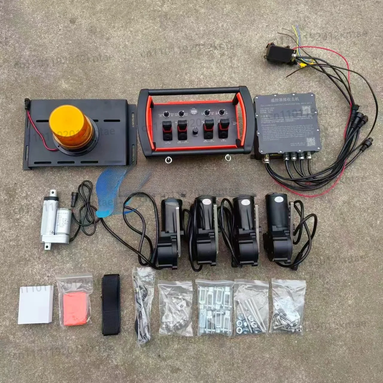 Wireless proportional remote control for truck cranes - clutch, push rod, telescopic motor, and crane remote control
