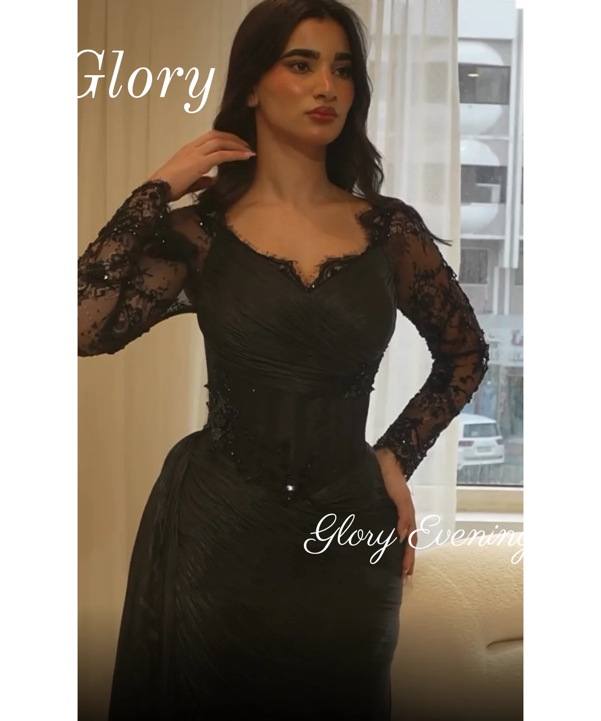 

Black Evening Dress Customized Elegant Simple Prom Dress Long Sleeves Formal Floor-Length Wedding Dress Saudi Arabia 2025