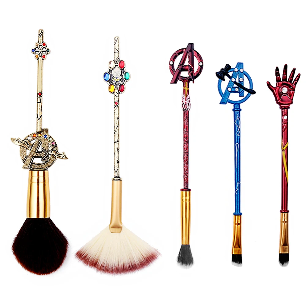 5pcs/set Disney Marvel Iron Man Unlimited Gems Cosmetic Eyebrow Brush Avengers Iconic Supple Cosmetic Products Brushes