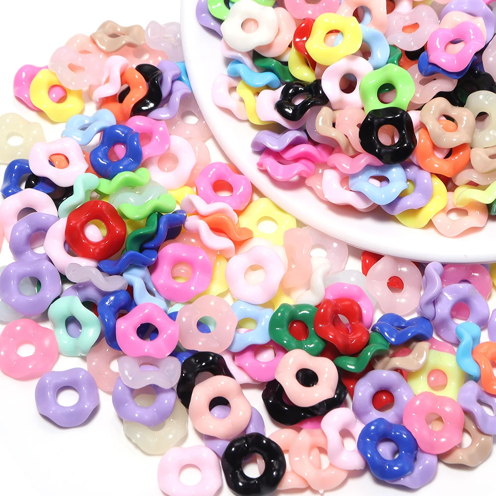 200 Stück/Set 12mm Acryl-Abstandsperlen in verschiedenen Farben, gewellte Kreisperlen für Schmuckherstellung, DIY-Bastelarbeiten, Telefonketten, Schlüsselanhänger-Zubehör – Detail 5