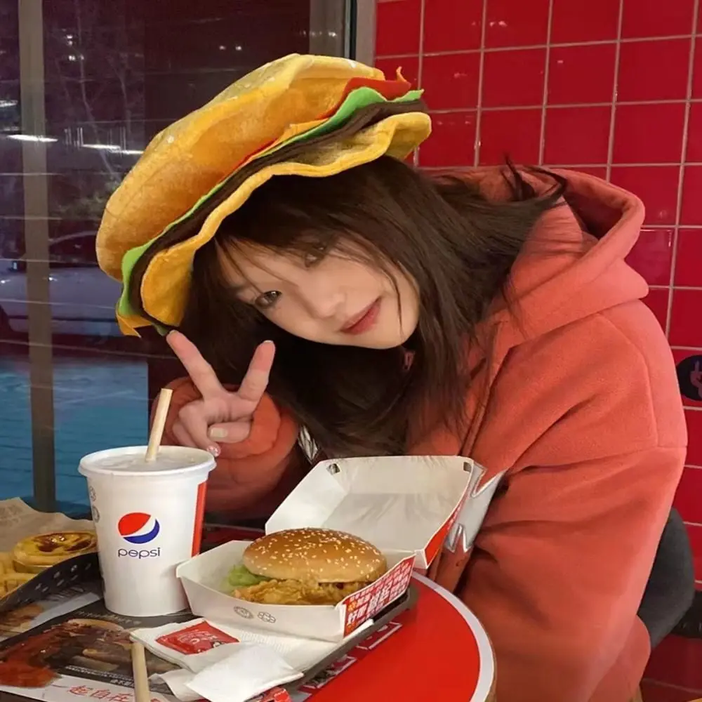 Cute Funny Fast Food Fancy Hat Costume Clothing Accessories Hamburger Hat Dress Up Cospaly Food Beret Halloween