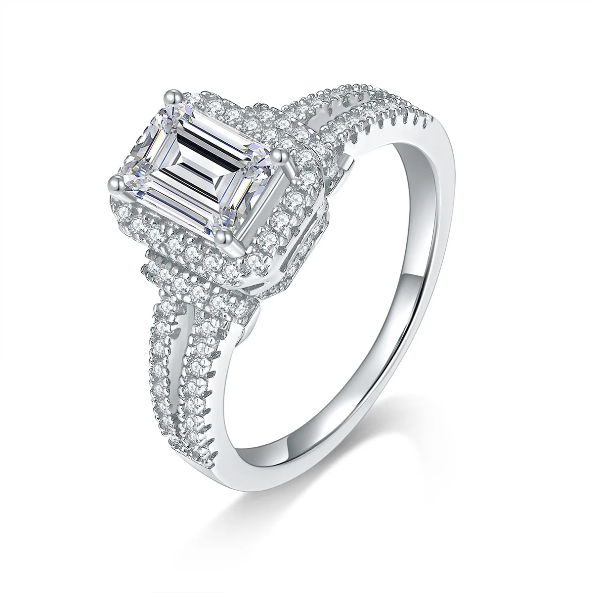 

S925 silver dream box ring, 5x7mm moissanite closed ring, cross-border bestseller new model, direct wholesale from source factor