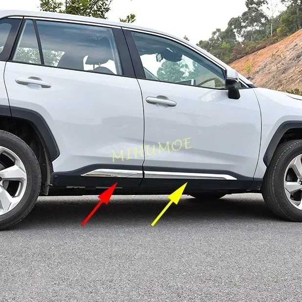 Chrome Door Body Side Skirts Molding Strips For Toyota RAV4 RAV 4 2019 2020 2021 2022 2023 2024 Accessories